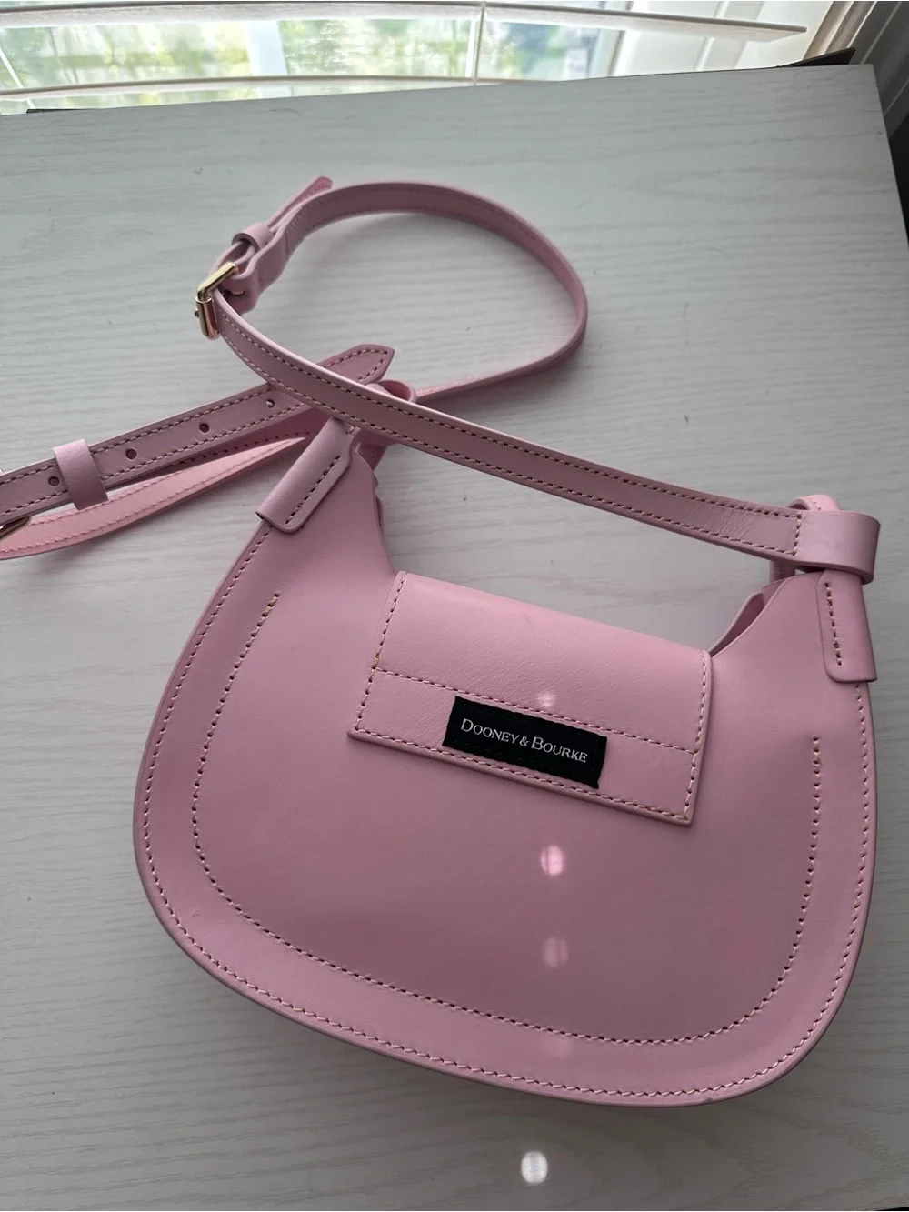 Dooney & Bourke Sweety Leather Crossbody Hobo Bag - Pale Pink